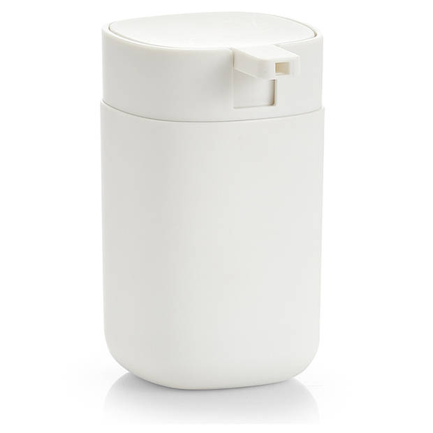 Zeller WC-borstel in houder met zeeppompje - wit - kunststof - Badkameraccessoireset