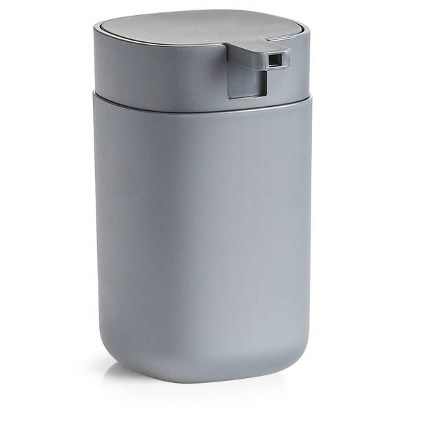 Zeller WC-borstel in houder met zeeppompje - antraciet grijs - kunststof - Badkameraccessoireset
