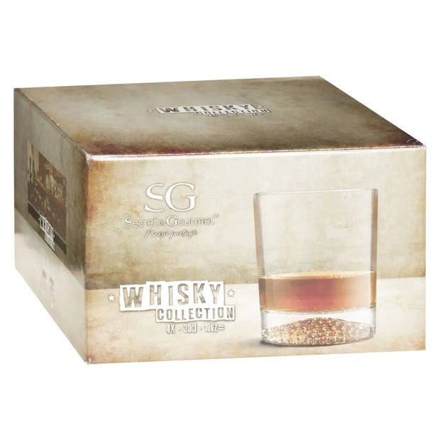 Secret de Gourmet - Whisky glazen - 4x - transparant - 300 ml - Whiskeyglazen
