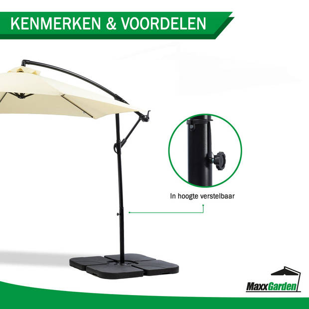 MaxxGarden Zweefparasol - Parasol set met Tegels - Ø300 cm (champagne)