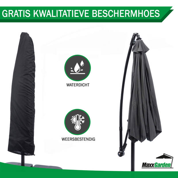 MaxxGarden Zweefparasol - Ø300 cm - Frame Royal Grey (antraciet)