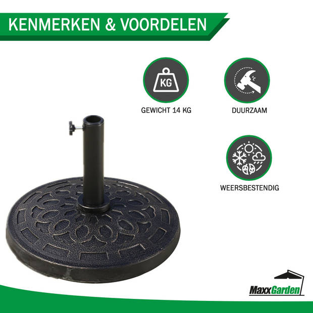 MaxxGarden Parasolvoet - Beton - met Design - 14 kg