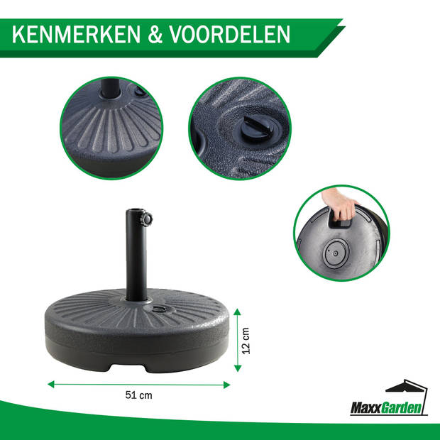 MaxxGarden Parasolvoet met Design - Kunststof - Vulbaar tot 22 kg