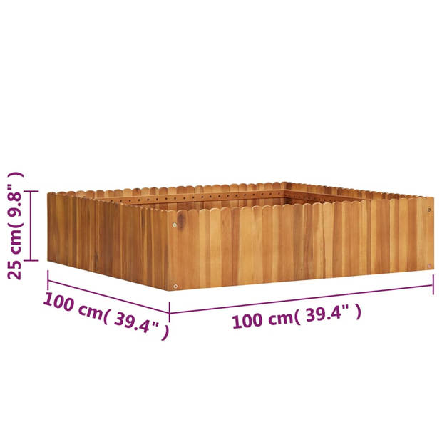 vidaXL Plantenbak verhoogd 100x100x25 cm massief acaciahout