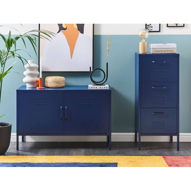 Beliani URIA - Sideboard-Blauw-Staal