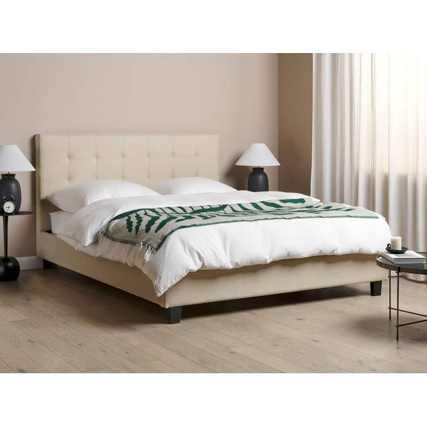 Beliani ROCHELLE - Tweepersoonsbed-Beige-Polyester