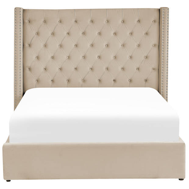 Beliani LUBBON - Tweepersoonsbed-Beige-Fluweel