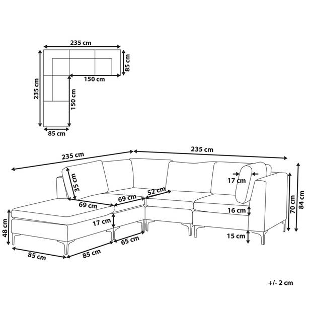 Beliani EVJA - Modulaire Sofa-Groen-Fluweel