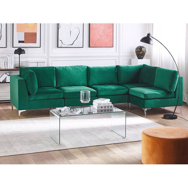 Beliani EVJA - Modulaire Sofa-Groen-Fluweel