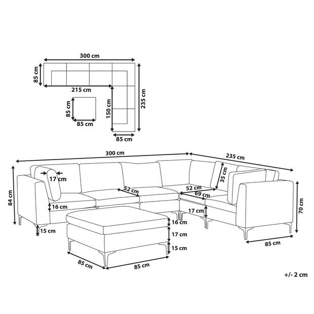 Beliani EVJA - Modulaire Sofa-Groen-Fluweel