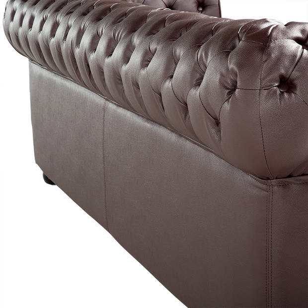 Beliani CHESTERFIELD - Driezitsbank-Bruin-Leer