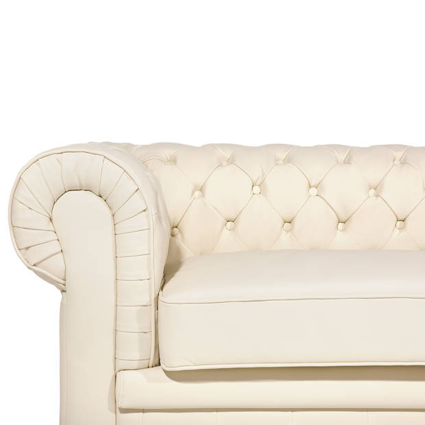 Beliani CHESTERFIELD - Driezitsbank-Beige-Leer