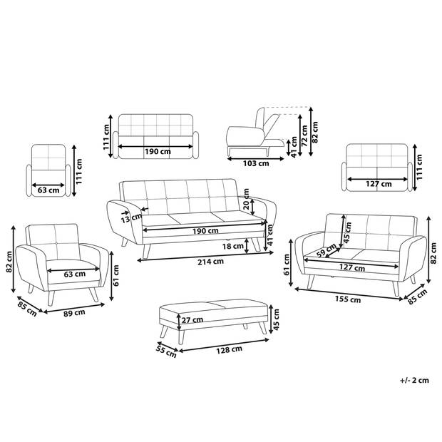 Beliani FLORLI - Zitgroep-Grijs-Polyester