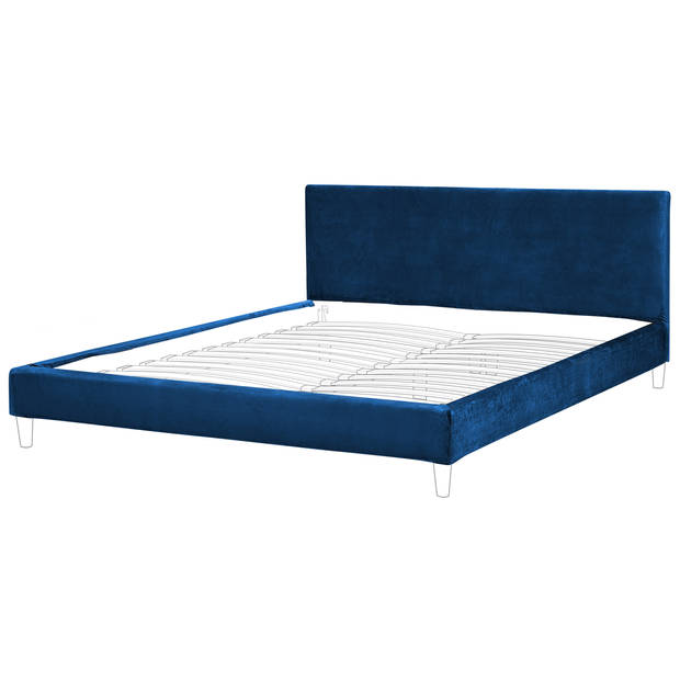 Beliani FITOU - Bekleding voor bedframe-Blauw-Fluweel