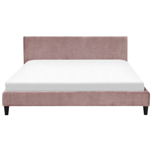 Beliani FITOU - Bekleding voor bedframe-Roze-Fluweel