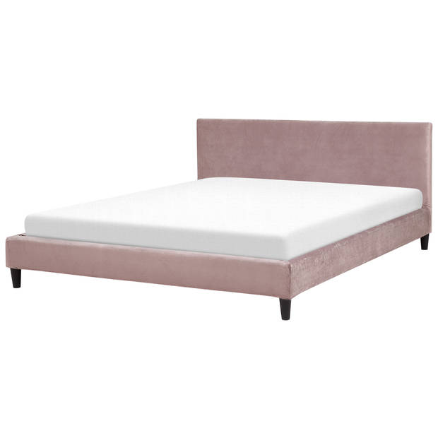 Beliani FITOU - Bekleding voor bedframe-Roze-Fluweel