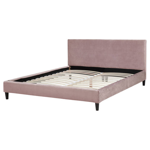 Beliani FITOU - Bekleding voor bedframe-Roze-Fluweel