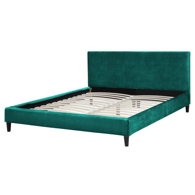 Beliani FITOU - Bekleding voor bedframe-Groen-Fluweel