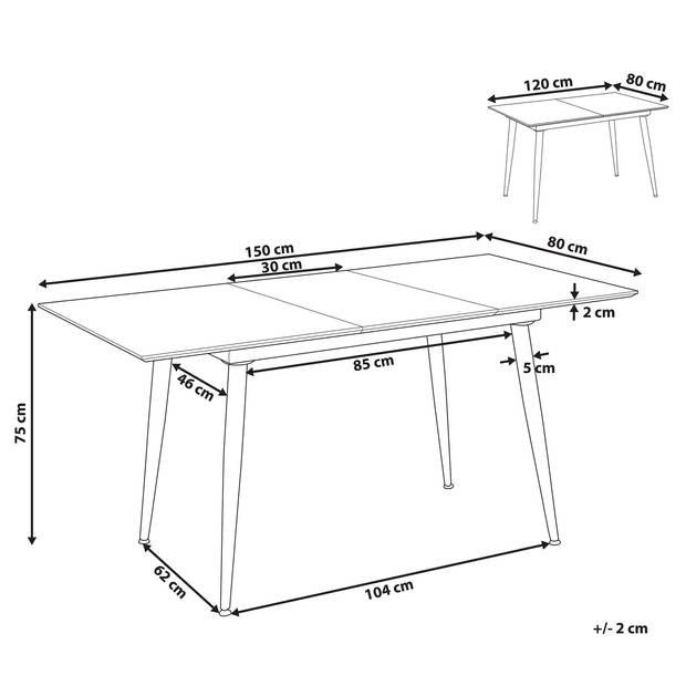 Beliani EFTALIA - Eettafel-Grijs-MDF