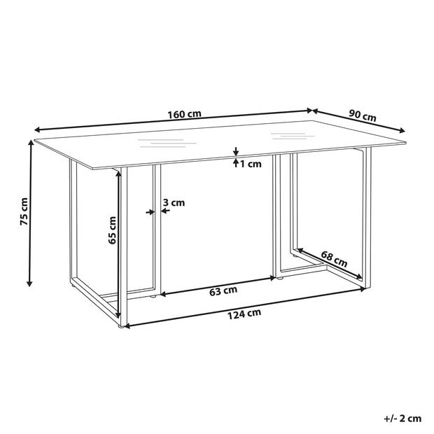 Beliani ENVIA - Eettafel-Zilver-Veiligheidsglas