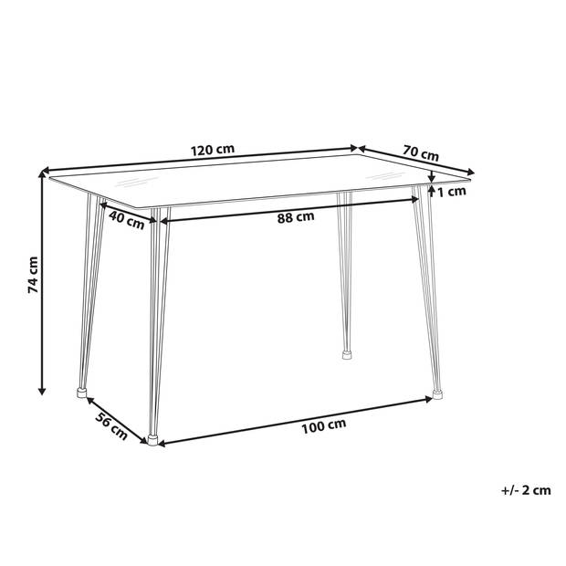 Beliani WINSTON - Eettafel-Zilver-Veiligheidsglas