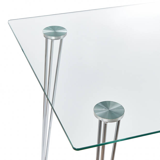 Beliani WINSTON - Eettafel-Zilver-Veiligheidsglas