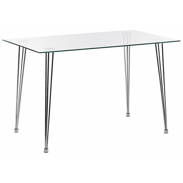 Beliani WINSTON - Eettafel-Zilver-Veiligheidsglas