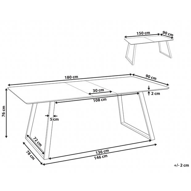 Beliani TOURAN - Eettafel-Zwart-MDF