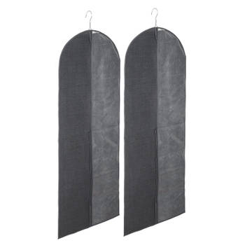Set van 10x stuks kleding/beschermhoes linnen grijs 130 cm inclusief kledinghangers - Kledinghoezen