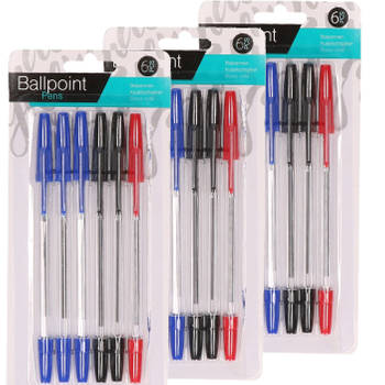 Balpennen set - 18 stuks - 3 kleuren - Pennen