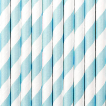 Drinkrietjes - papier - 20x - strepen wit/blauw - 19,5 cm - rietjes - Drinkrietjes