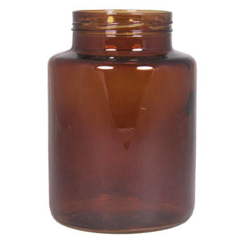 Bloemenvaas - kastanje bruin/transparant glas - H20 x D14.5 cm - Vazen