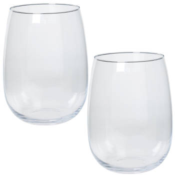 Set van 2x stuks glazen vaas/vazen Julia 20 liter wijd uitlopend 27 x 40 cm - Vazen