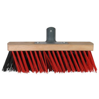 Bezemkop buiten rood/zwart hout/nylon 30 cm - Bezem