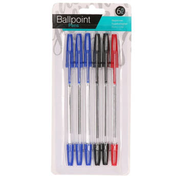 Balpennen set - 6 stuks - 3 kleuren - Pennen