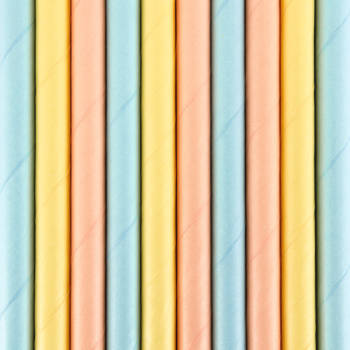 Drinkrietjes - papier - 30x - multi kleuren pastel - 19,5 cm - rietjes - Drinkrietjes