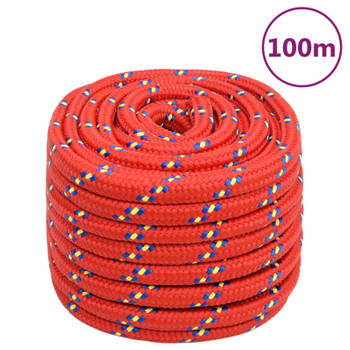 vidaXL Boottouw 20 mm 100 m polypropyleen rood