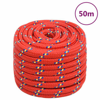 vidaXL Boottouw 20 mm 50 m polypropyleen rood