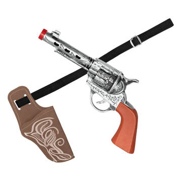Verkleed cowboy holster met een revolver/pistool voor kinderen - Verkleedattributen