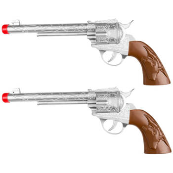 2x stuks verkleed speelgoed Cowboy accessoires pistool/revolver 30 cm - Verkleedattributen