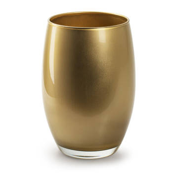 Bloemenvaas Galileo - goud kleurig stevig glas - H20 x D14 cm - Vazen