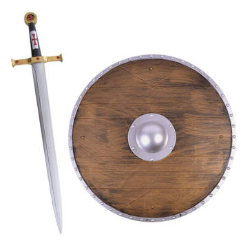 Ridder/krijger verkleed set wapens zwaard 62 cm/Schild 45 cm voor volwassenen/kids - Verkleedattributen