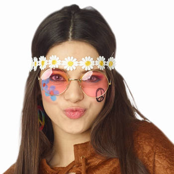 Carnaval/festival hippie flower power hoofdband met madeliefjes - Verkleedhaardecoratie