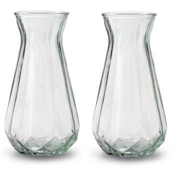 2x Stuks Bloemenvazen - helder/transparant glas - H24 x D13.5 cm - Vazen