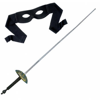 Zorro verkleed set zwart masker met Sabel 60 cm - Verkleedattributen