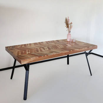 Eettafel Hongaarse punt Danae 180x100cm acaciahout tafel rechthoekig