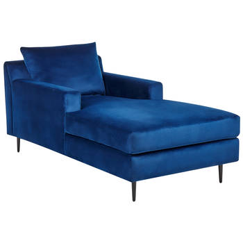 Beliani GUERET - Chaise longue-Blauw-Fluweel