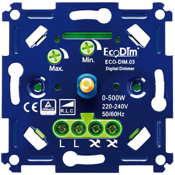 EcoDim - LED Dimmer - ECO-DIM.03 - Fase Aan- en Afsnijding RLC - Inbouw - Enkel Knop - 0-500W