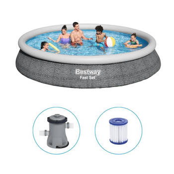 Bestway - Fast Set - Opblaasbaar zwembad inclusief filterpomp - 457x84 cm - Rond