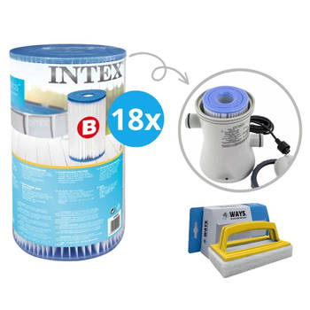 Intex - Filter type B - 18 stuks - Geschikt voor filterpomp 28634GS & WAYS scrubborstel